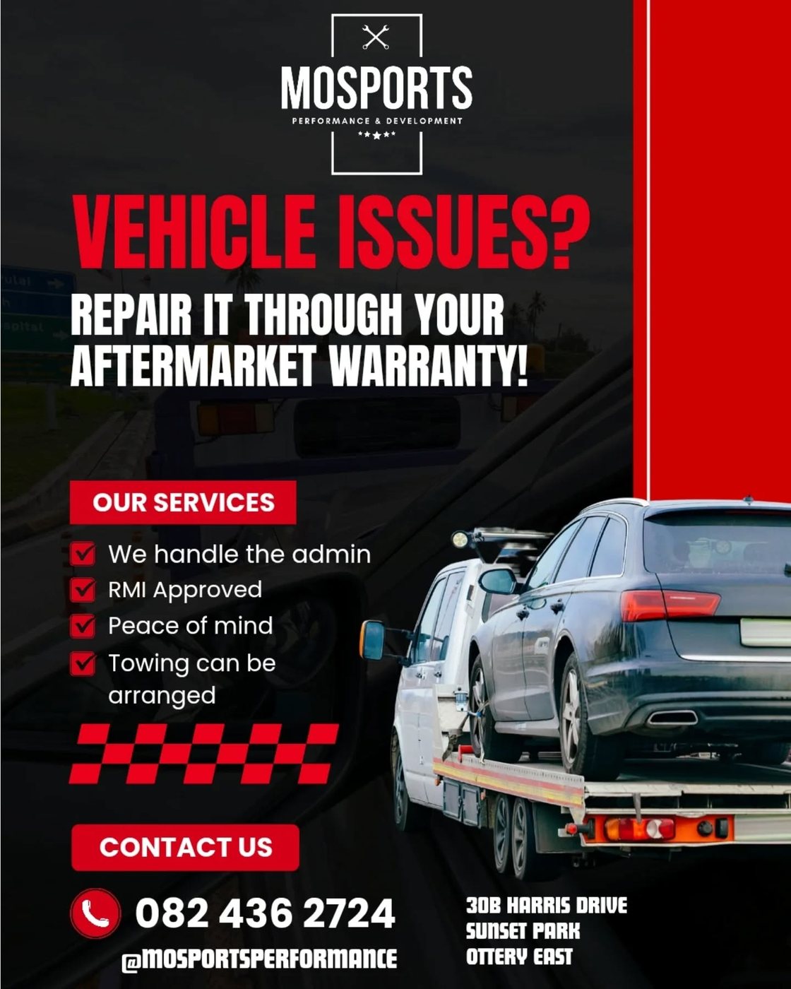 MOSPORTS aftermarket warranty service artwork